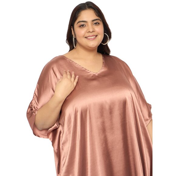 Gypsie Blu Women Plus Size Satin Kaftan Dress Comfortable Loose Maxi Dresses - Picture 5 of 6